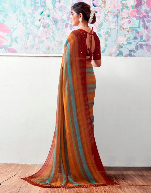 Multicoloured Georgette Printed Saree