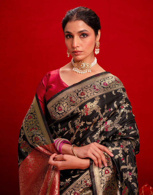 Black Silk Woven Banarasi Saree