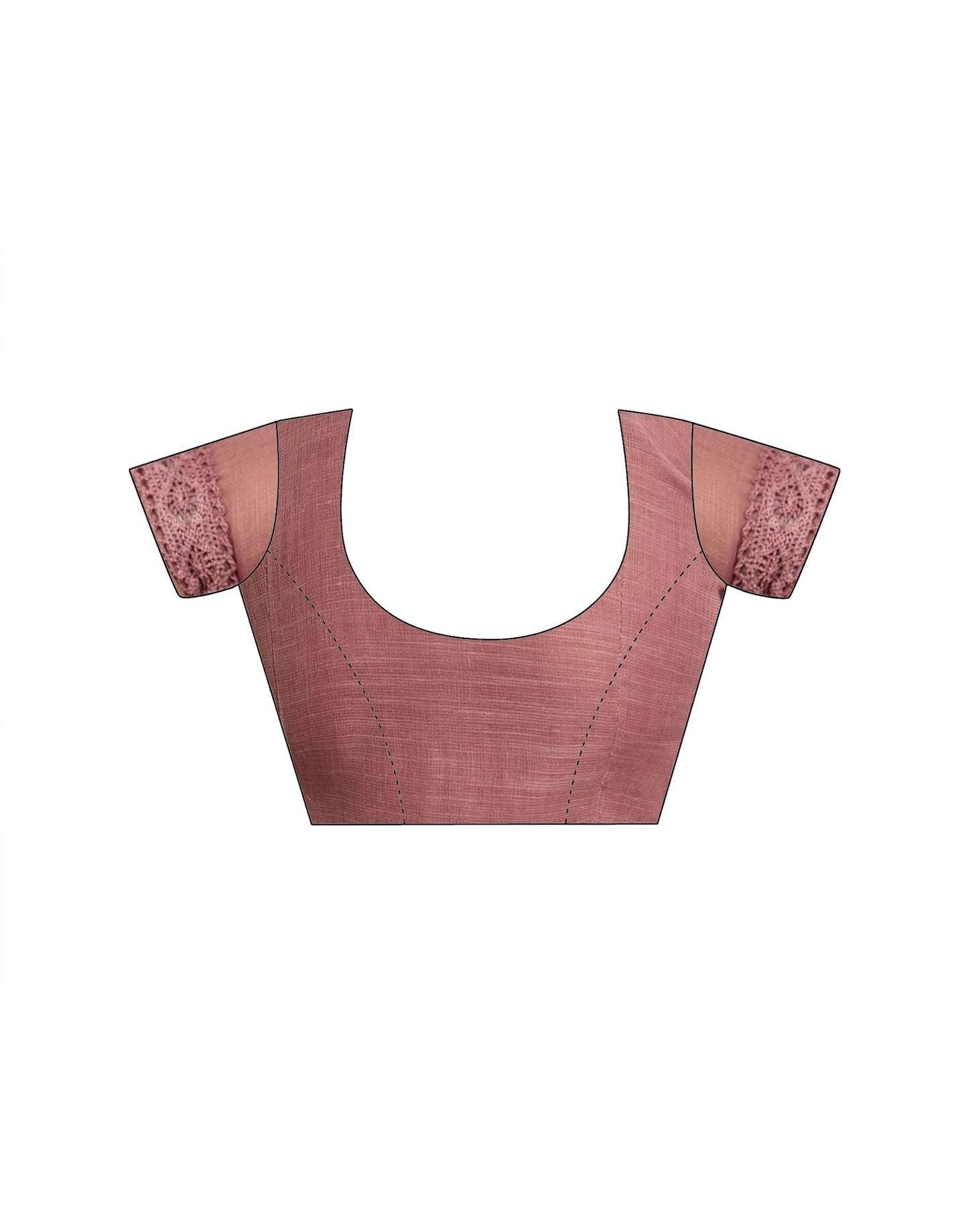 Ready To Wear Dusty Rose Pink Linen Ombre Lace Saree With Pocket