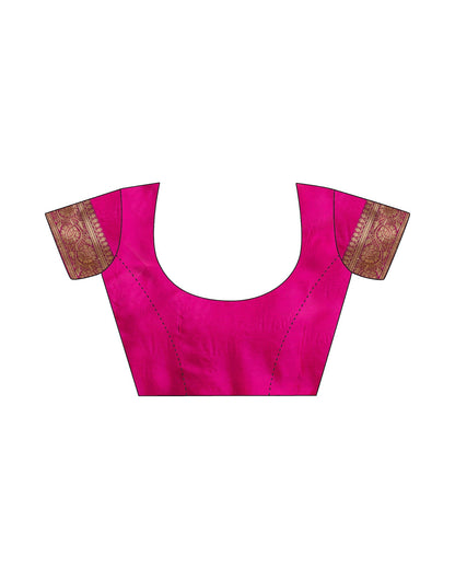 Rani Pink Silk Woven Banarasi Saree