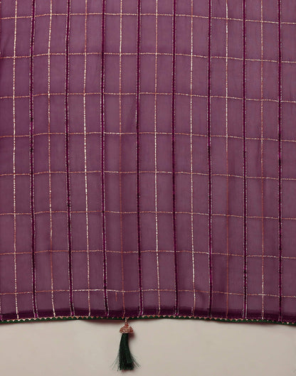 Dark Purple Georgette Woven Zari Stripe Saree