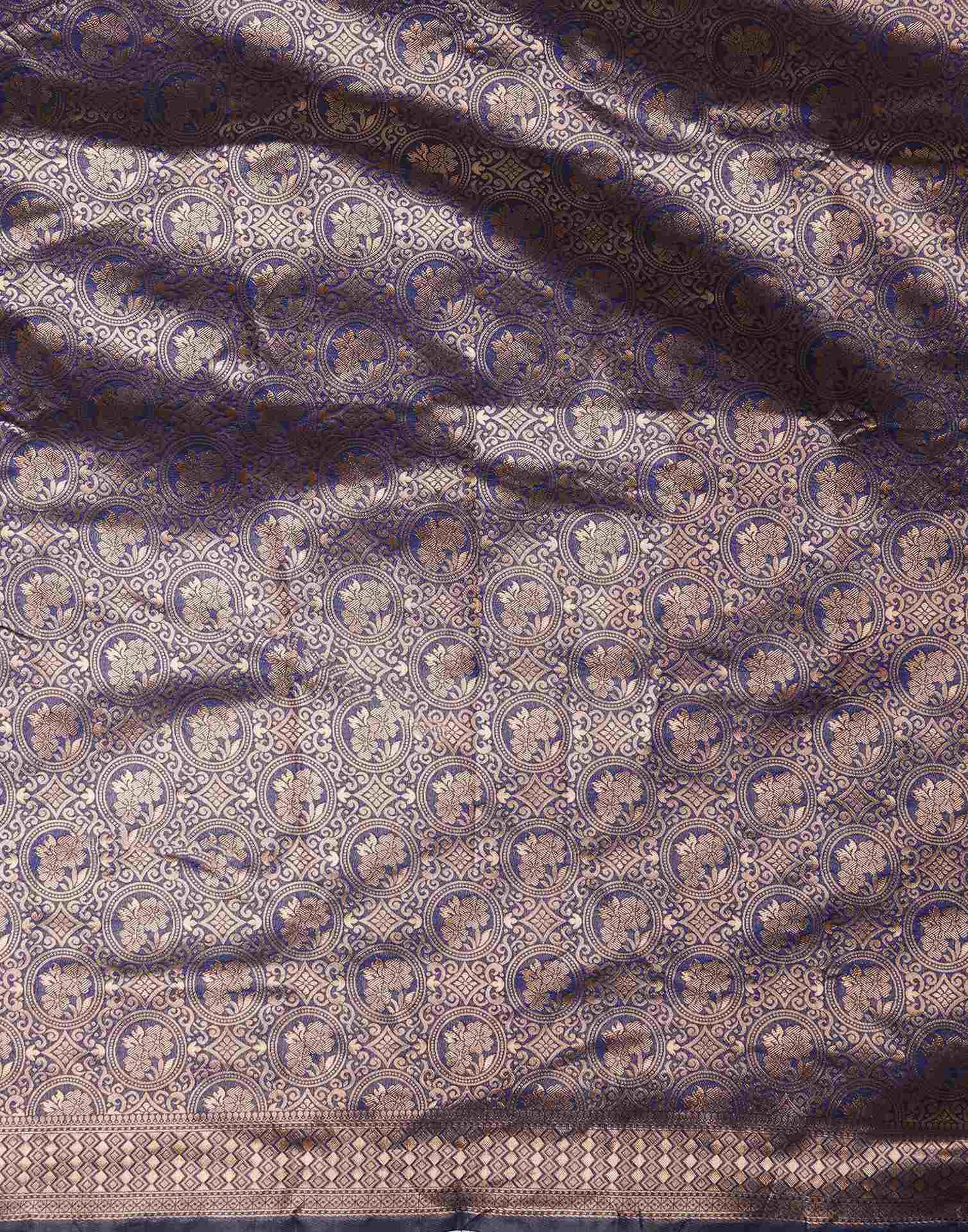 Navy Blue Silk Woven Banarasi Saree