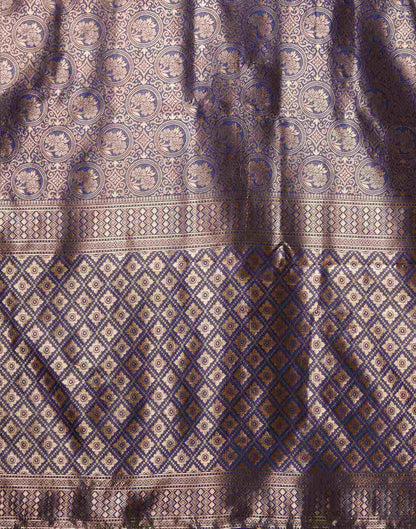 Navy Blue Silk Woven Banarasi Saree