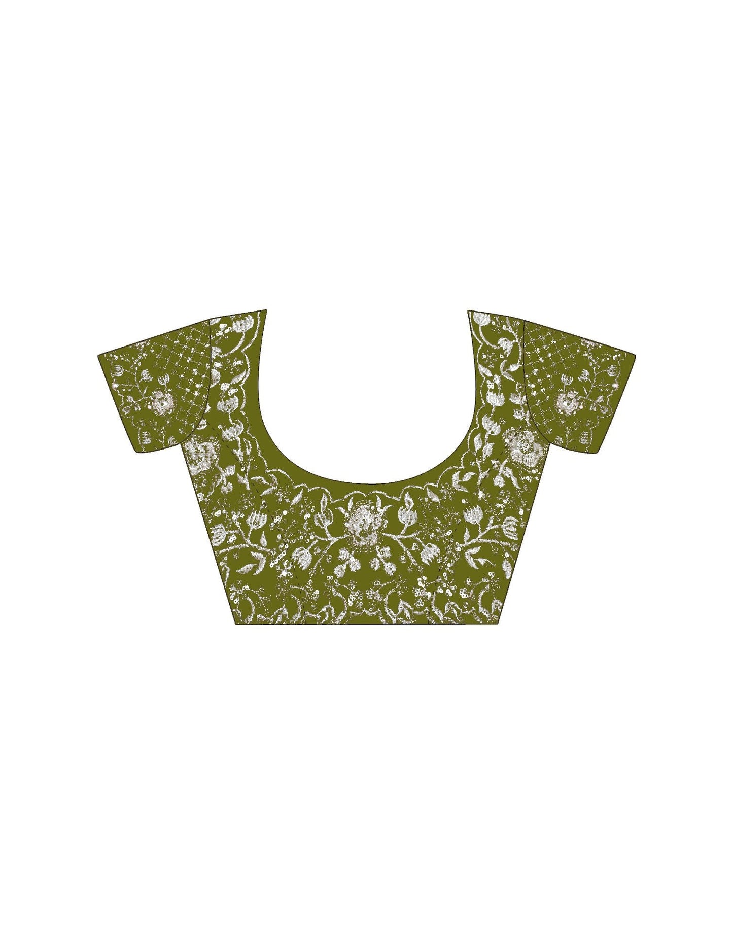Green Organza Embroidery Lace Saree
