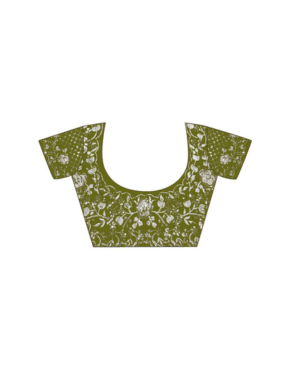 Green Organza Embroidery Lace Saree