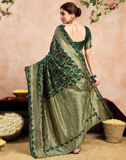 Dark Green Silk Woven Banarasi Saree