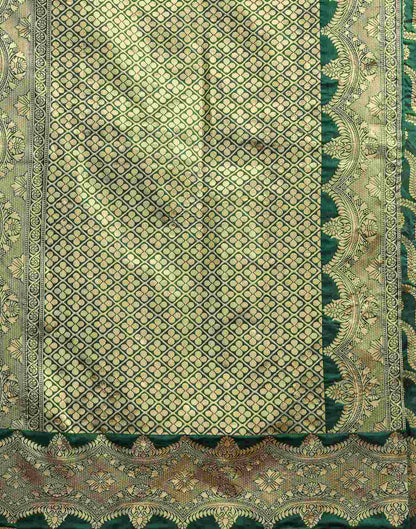 Dark Green Silk Woven Banarasi Saree