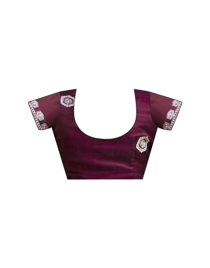 Wine Tissue Silk Sequence Embroidery Saree