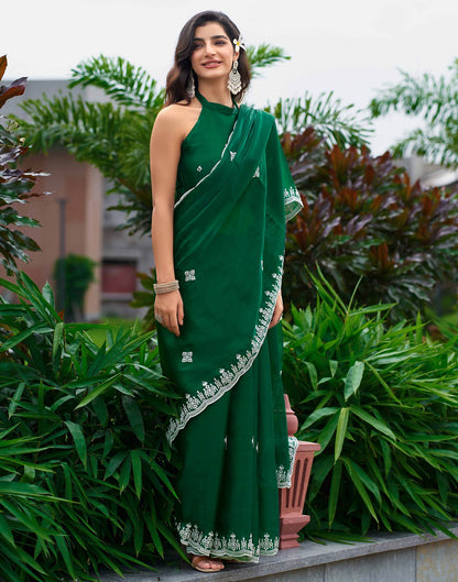 Green Shimmer Sequence Embroidery Saree