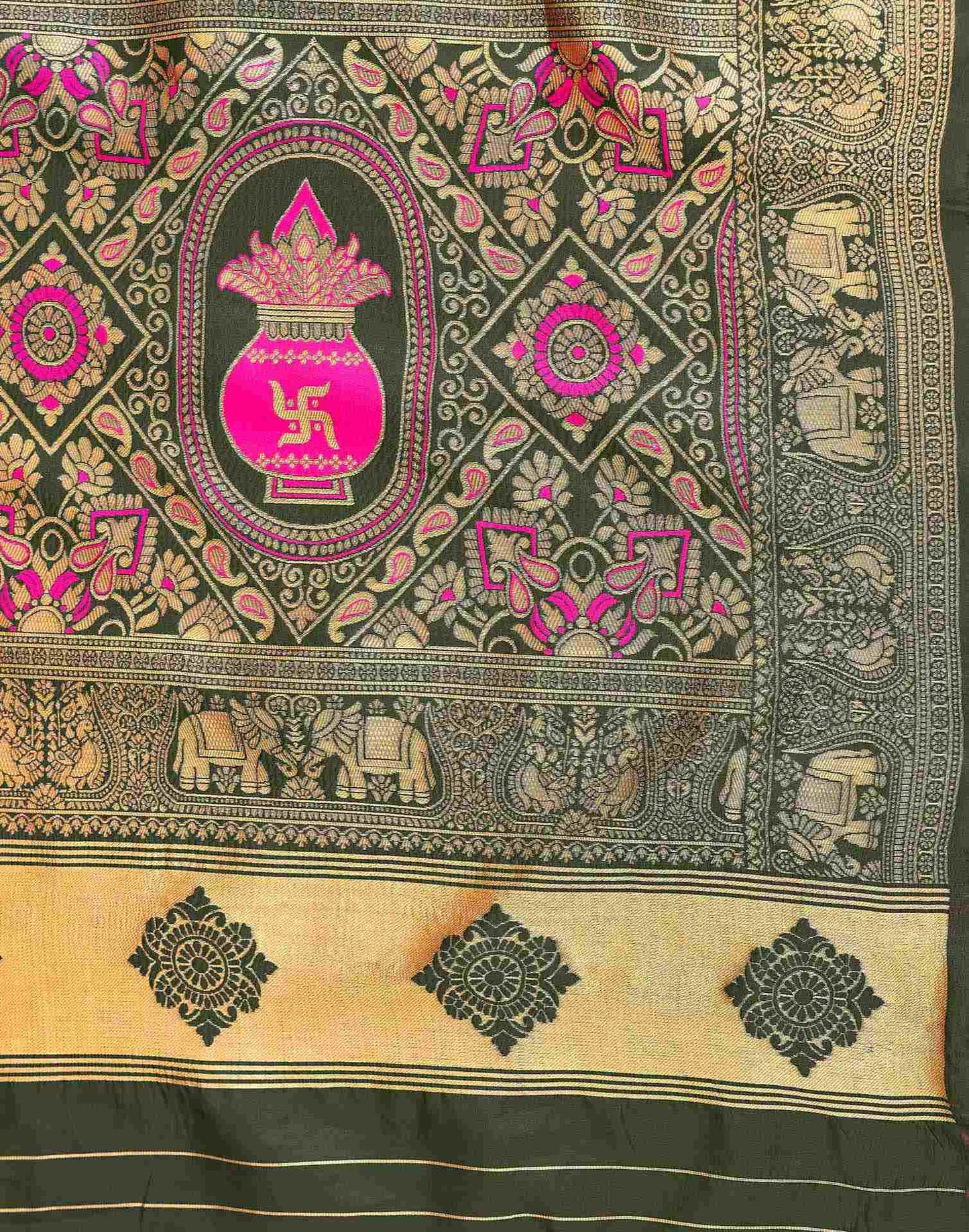 Rani Pink Silk Woven Patola Saree
