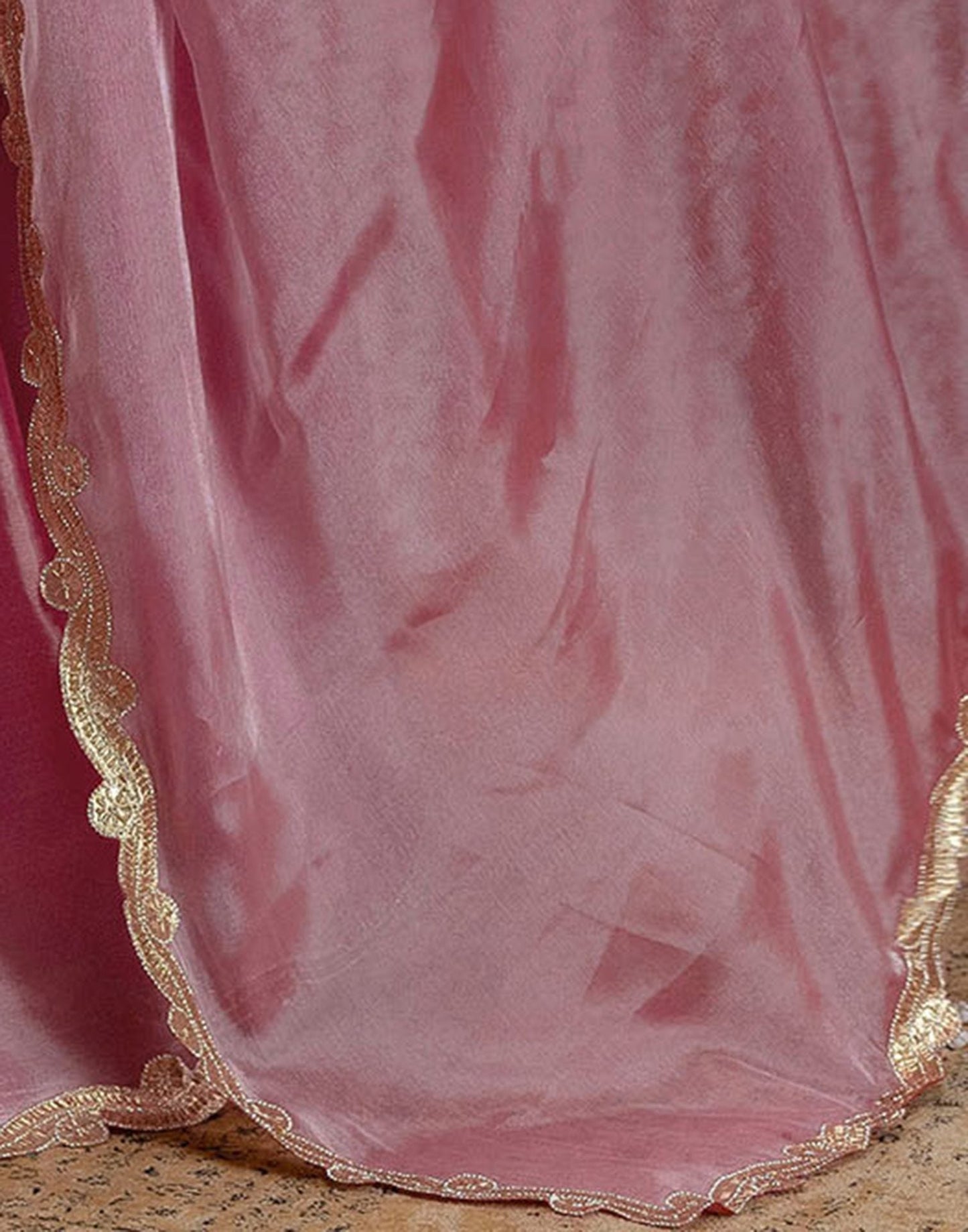 Baby Pink Shimmer Lace Saree