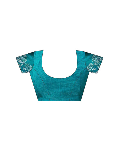 Teal Blue Shimmer Stone Work Embellished Saree