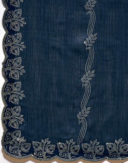 Navy Blue Shimmer Stone Work Embellished Saree
