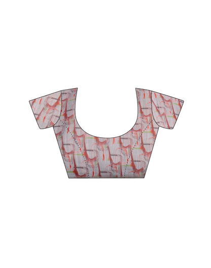 Ready To Wear Grey Linen Woven Border Printed Saree