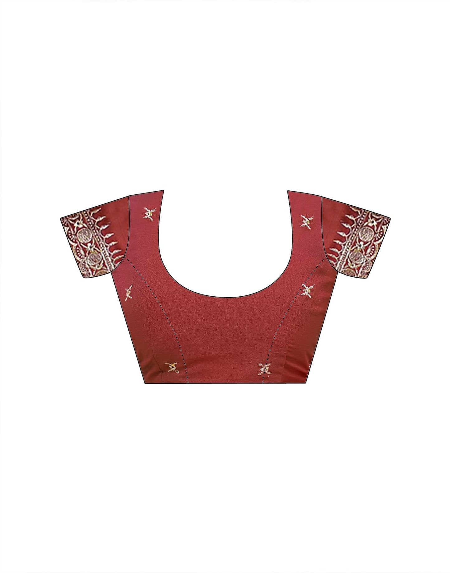 Rust Shimmer Embroidery Saree