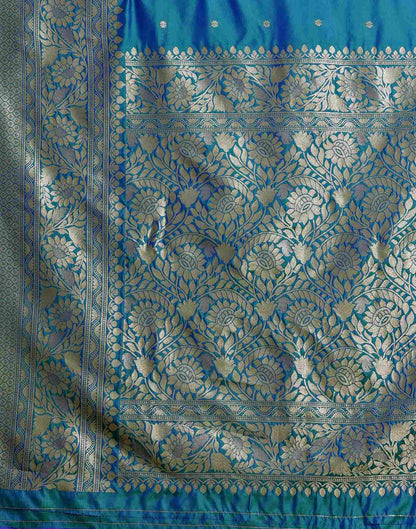 Turquoise Blue Silk Woven Kanjivaram Saree