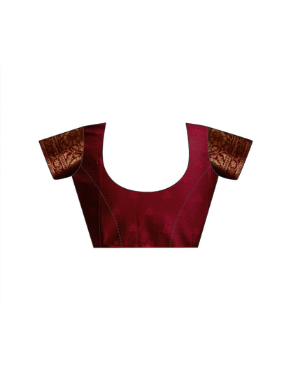 Maroon Silk Woven Banarasi Saree