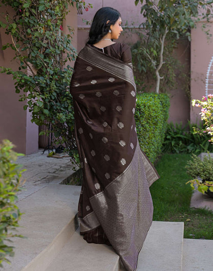 Brown Silk Woven Banarasi Saree