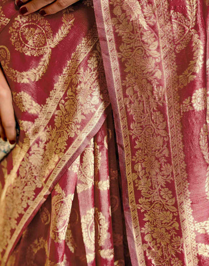 Magenta Silk Woven Banarasi Saree