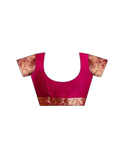 Rani Pink Organza Woven Border Saree