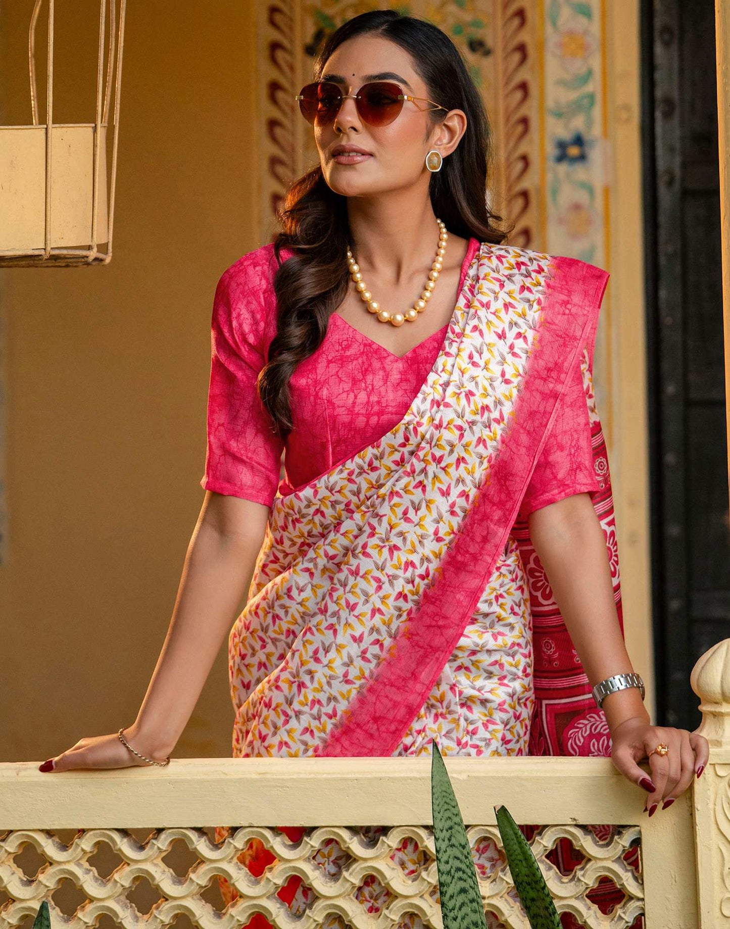 Off White Khadi Printed Saree