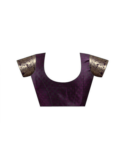 Dark Purple Silk Woven Banarasi Saree